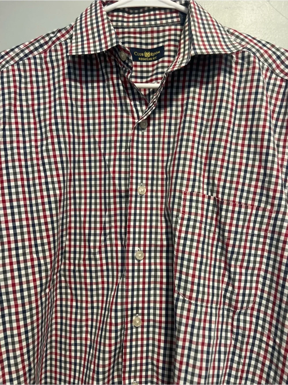 Club Room Red and Black Gingham Button-Down Shirt